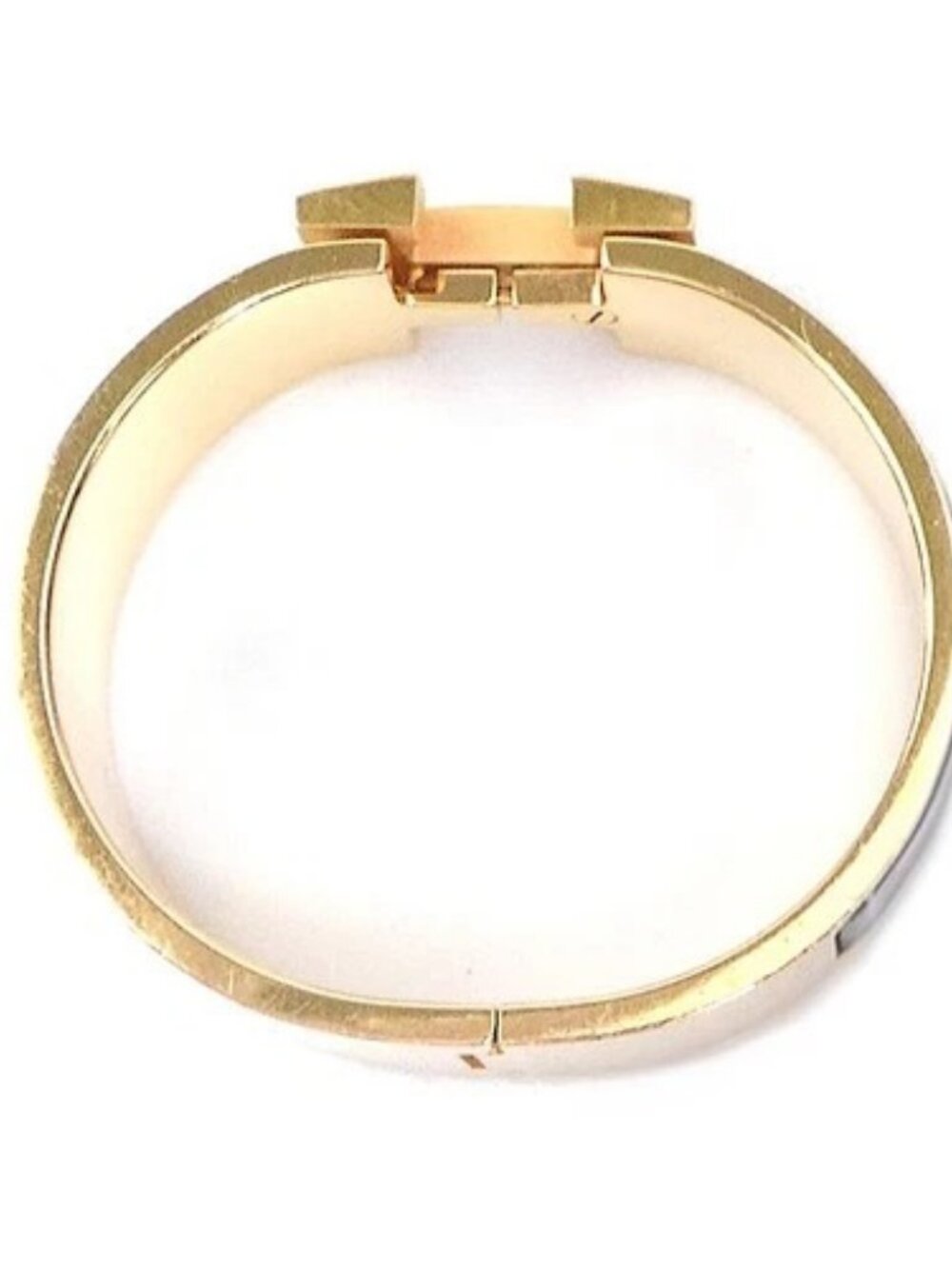 Auth HERMES Clic Clac H Bangle Bracelet Gold/Blue/Off White Metal -e61067a - Picture 5 of 9